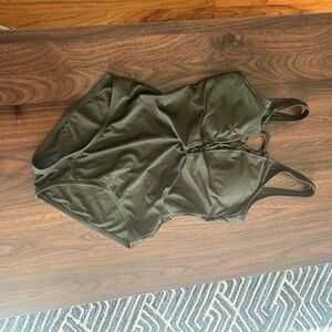 Olive Green One-Piece Swimsuit